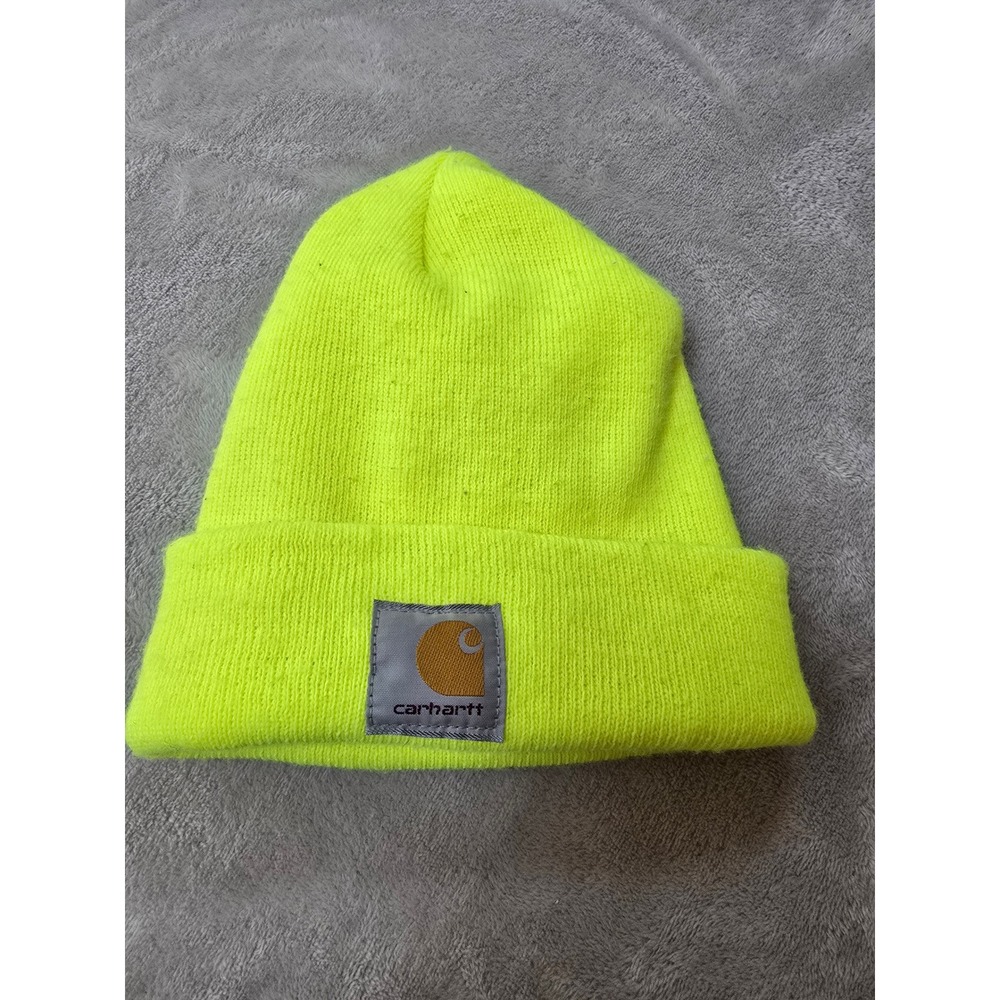 Carhartt A18 Acrylic‎ Hat Beanie Lime Neon Yellow Made in USA